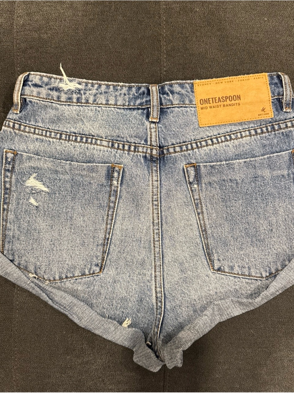 One Teaspoon Light Blue Mid Waist Bandits Denim Shorts